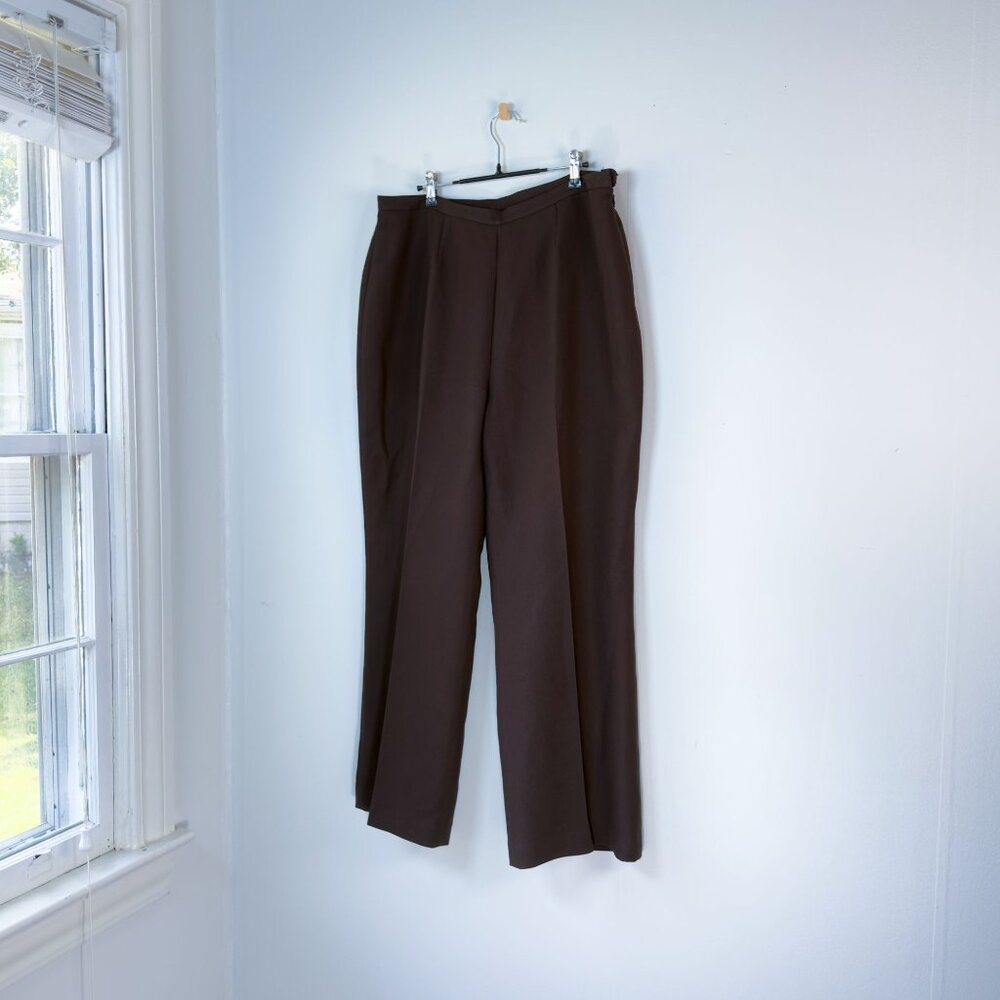 Brown Pleated Business Office Slacks Womens Kasper Dress Pants Plus Size 16